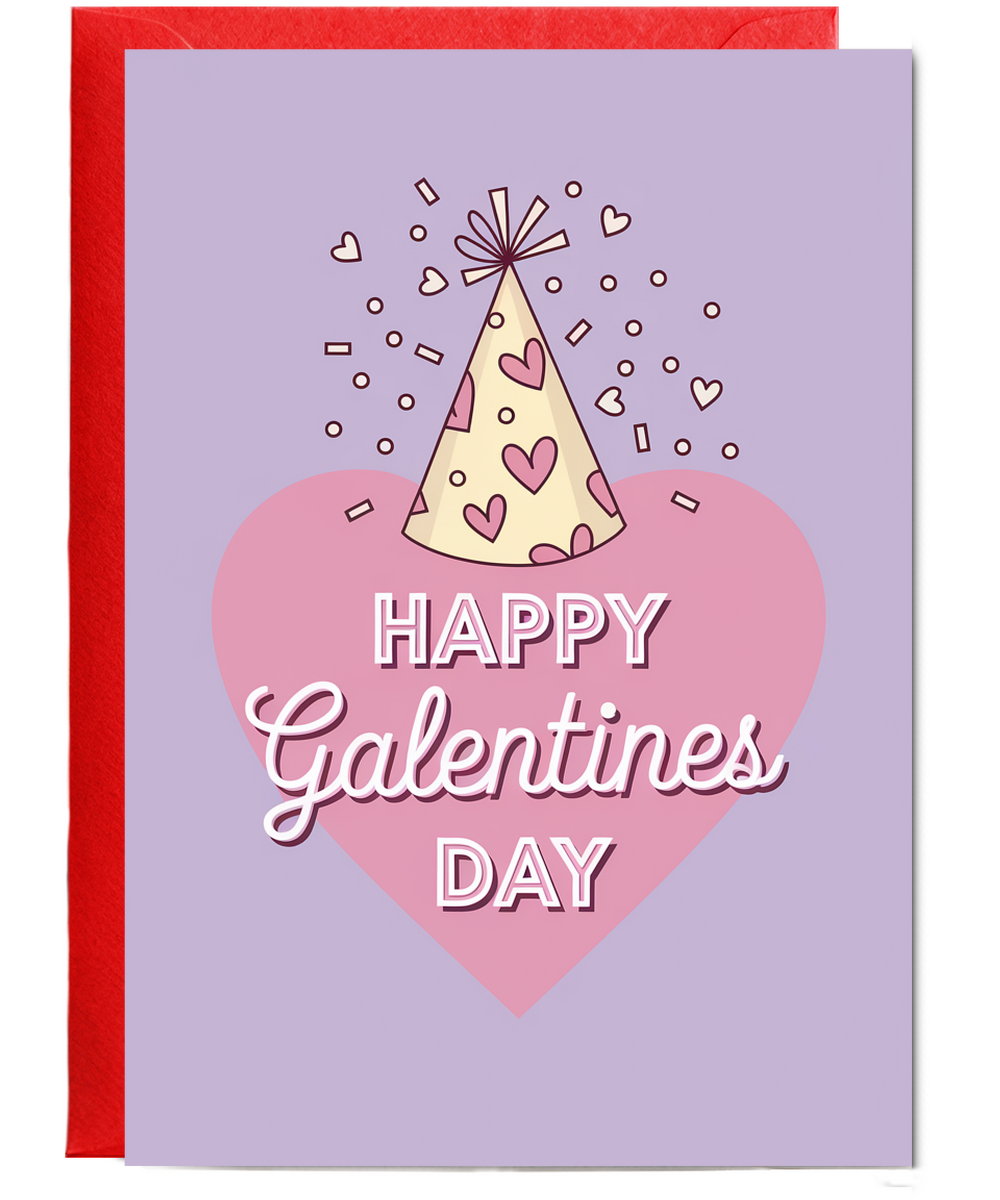 Happy Galentines Day Card cute hat