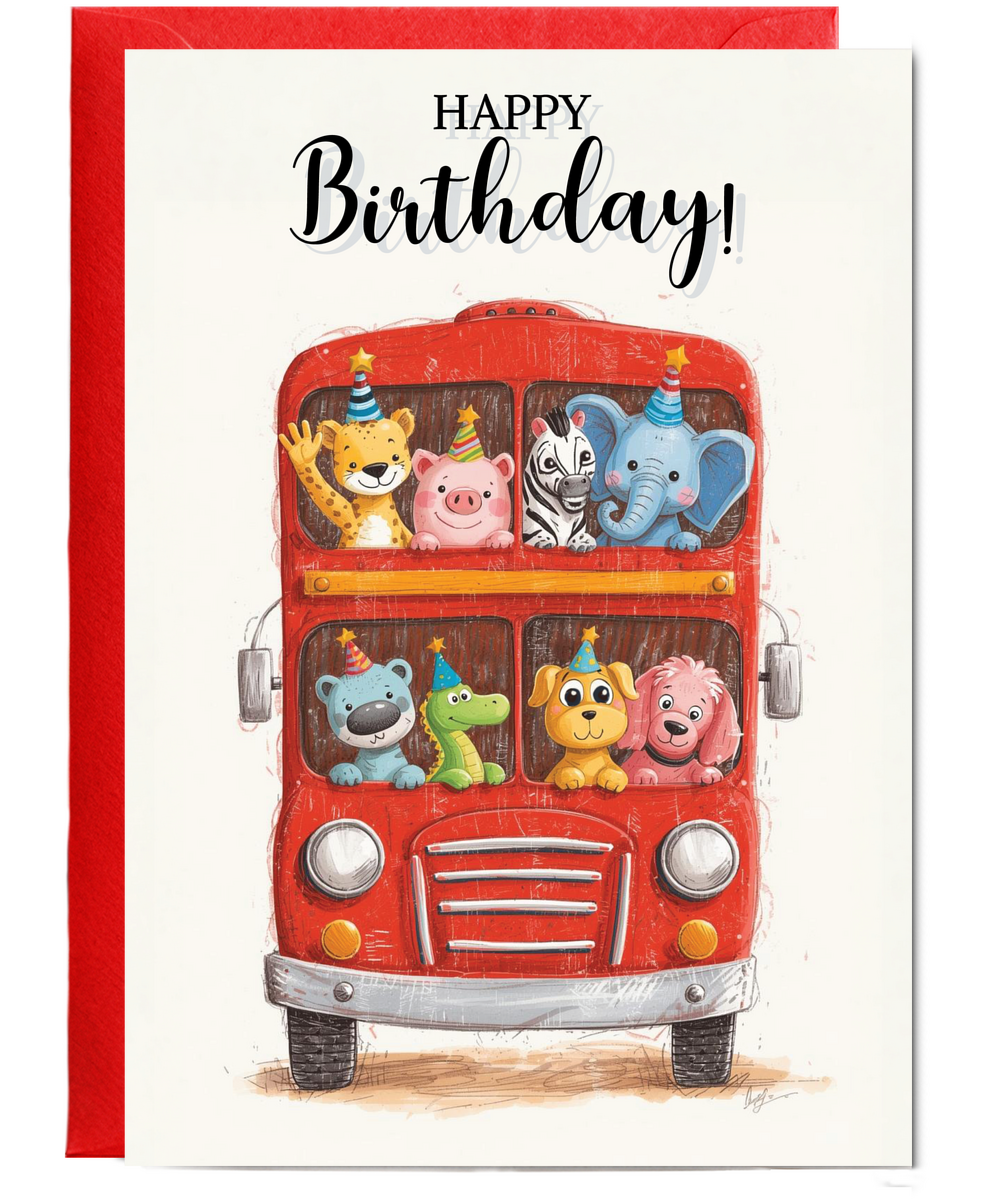 Happy Birthday animal bus