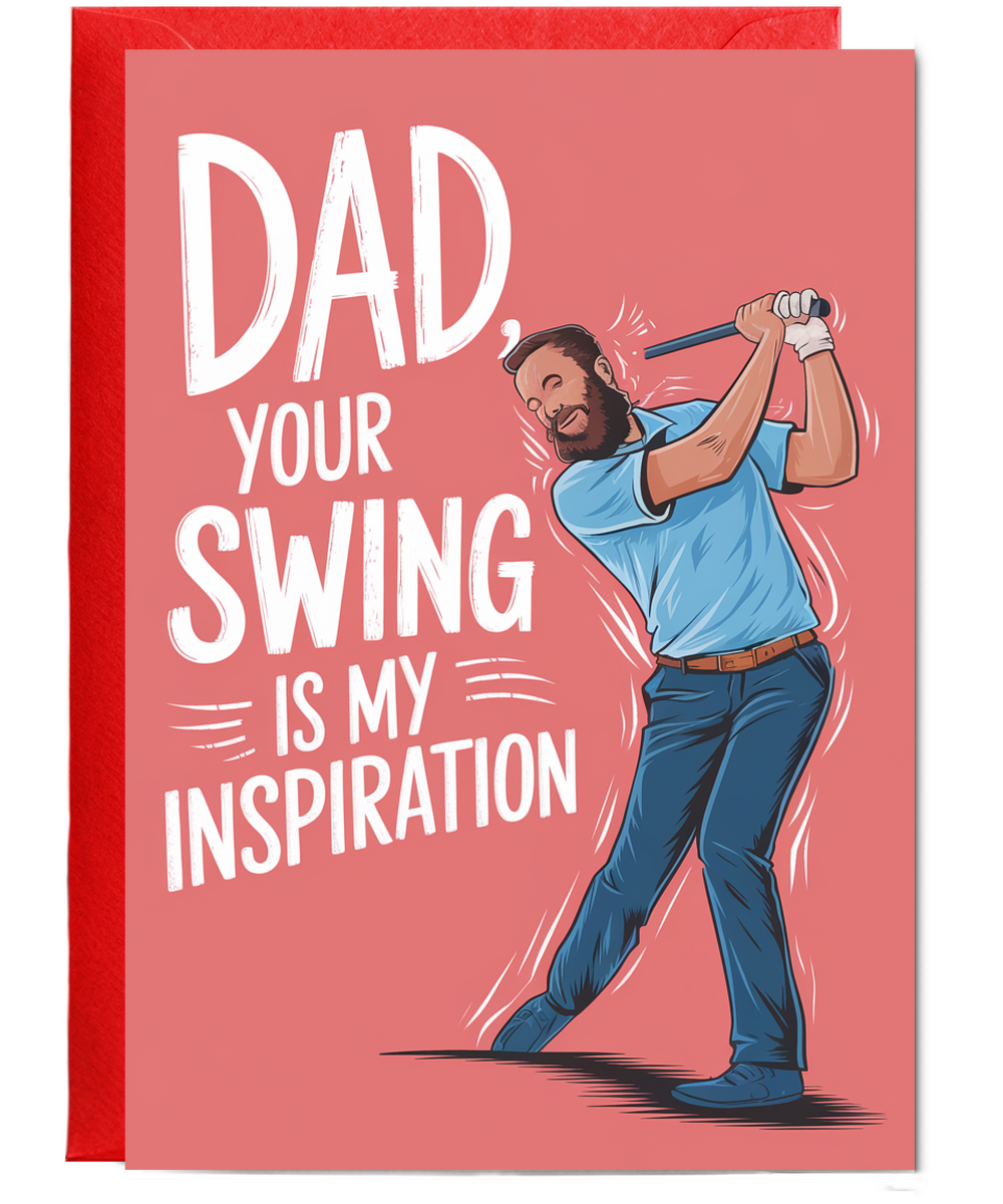 Funny joke card for dad bad swing Golf fathers day