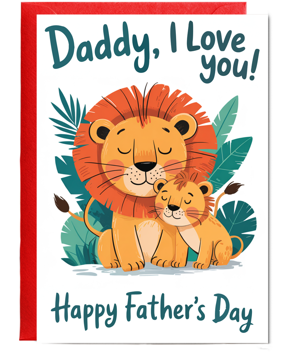 father's day card daddy lion and cub