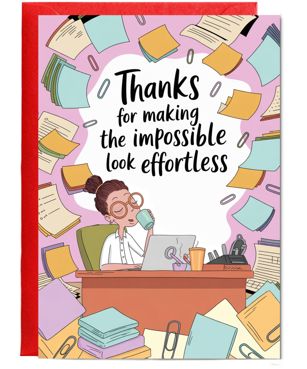 Thank You Card for Office Admin Secretary Assistant Making the Impossible Look Effortless