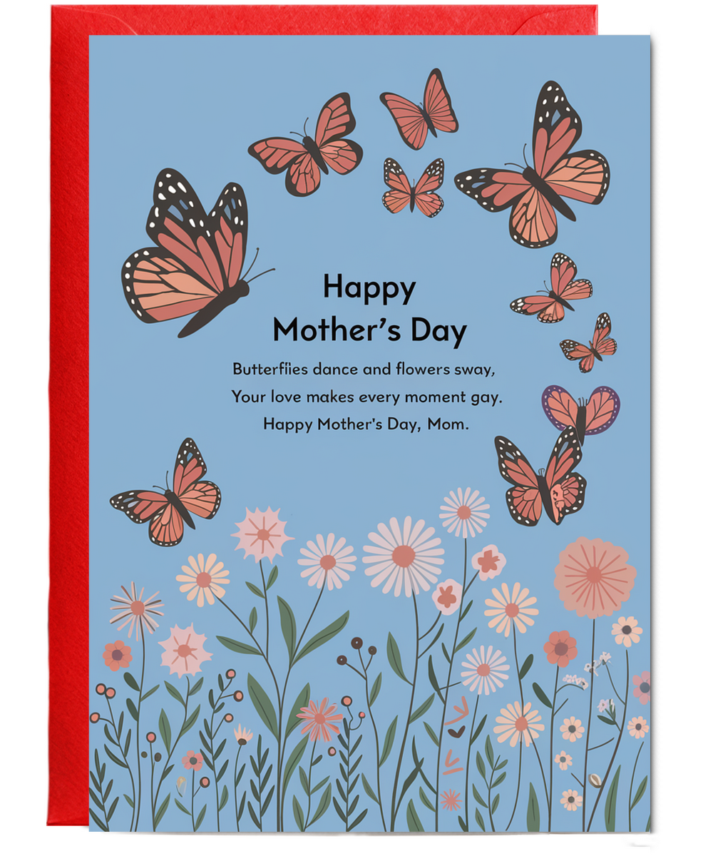 Mother's Day Card Butterflies dance Traditional poem