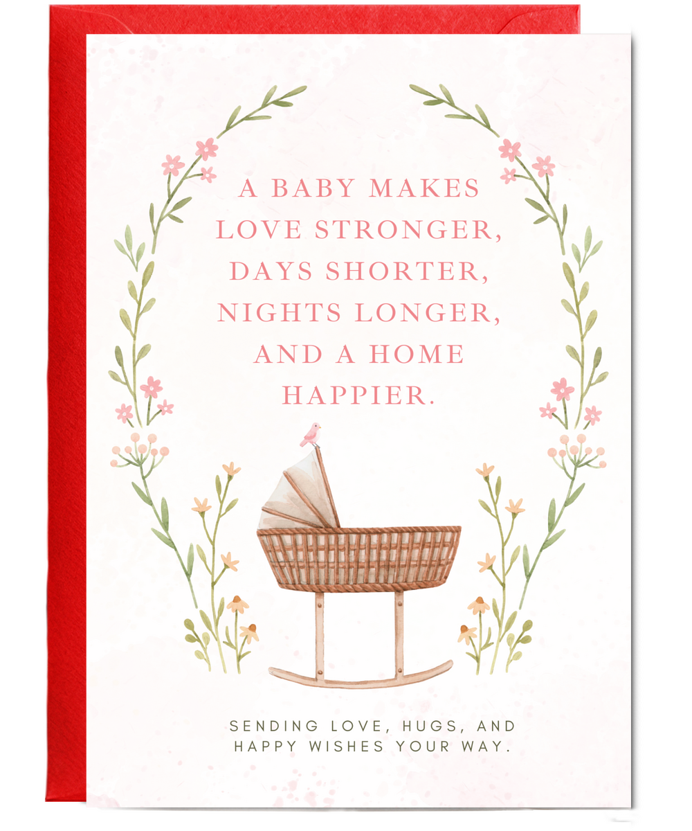 pregnancy card sending love, hugs, and happy wishes