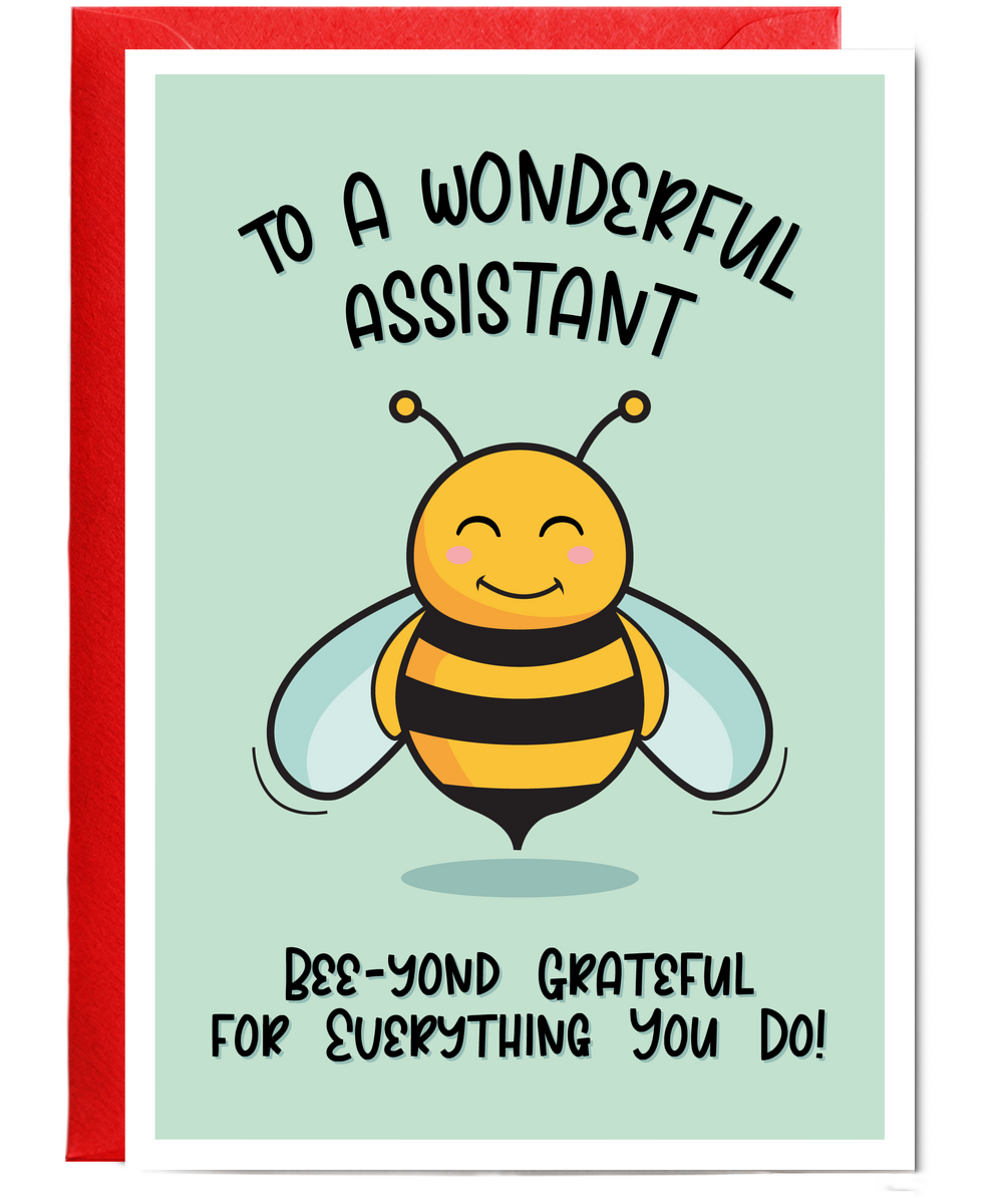 Teacher Thank You Card for Teaching Assistant Beyond Grateful Bee Pun