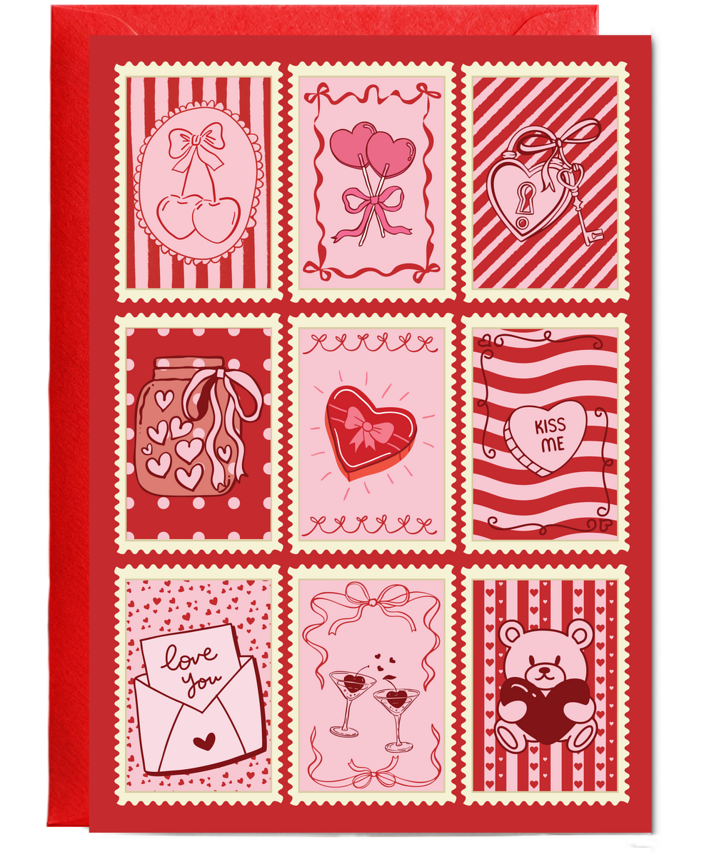 Valentines post stamps