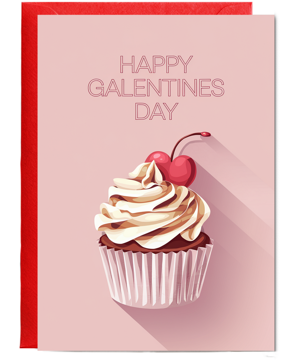 Happy Galentines Day Card cupcake