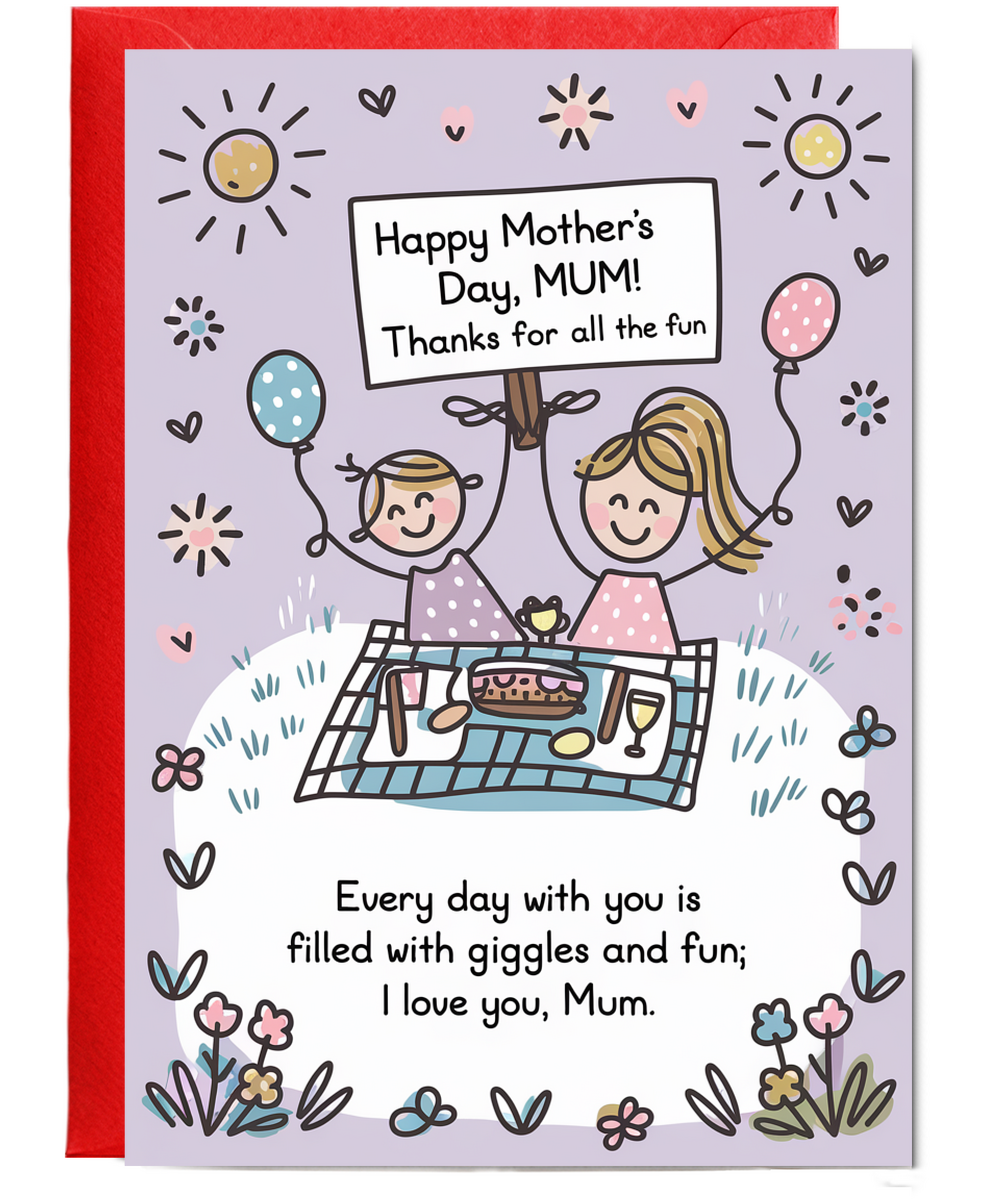 Mother's Day Card Mum Thanks for All the Fun from daughter