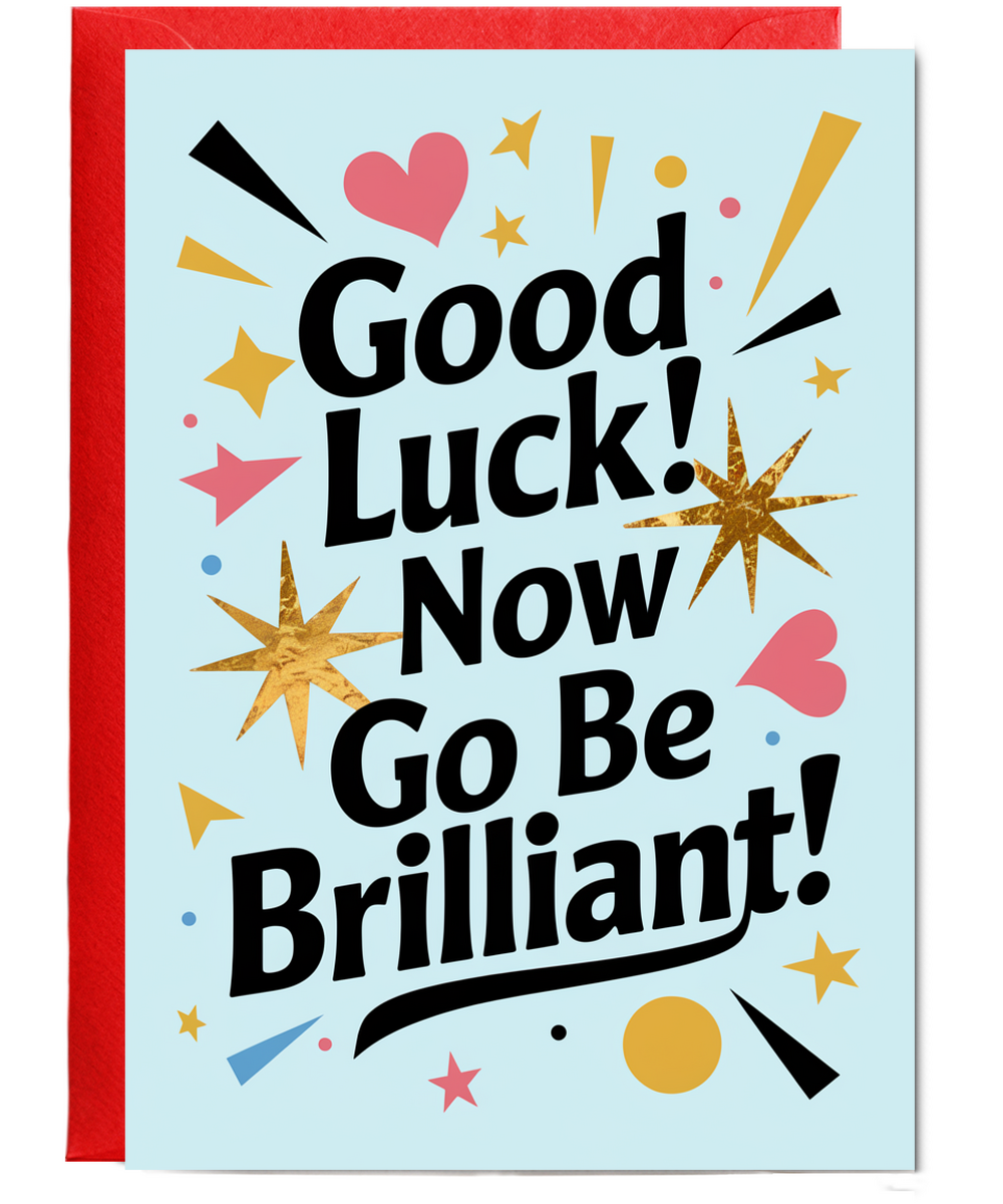 Good Luck Card Now Go Be Brilliant for Him Her