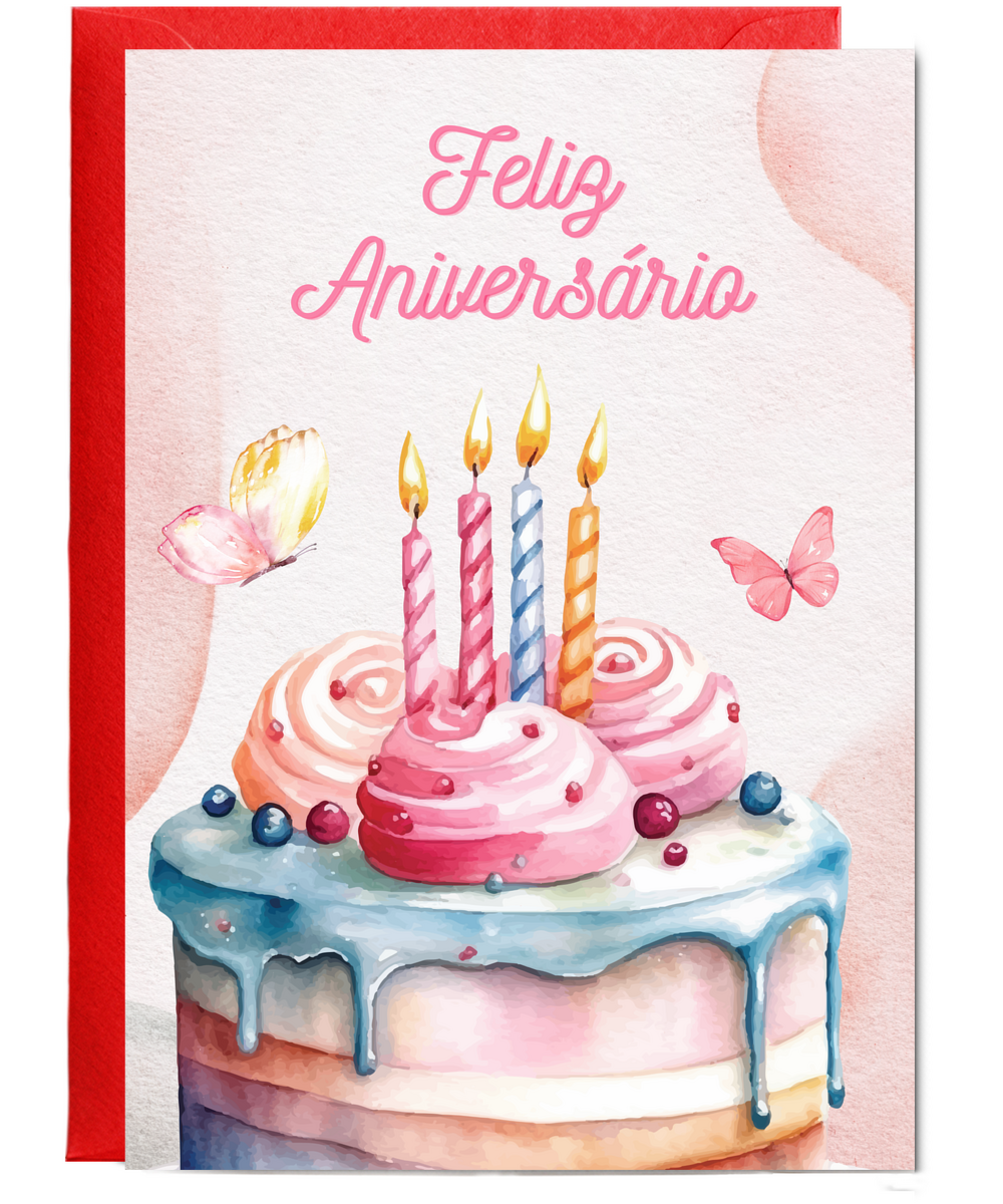 girly happy birthday Feliz Aniversário Portuguese butterfly
