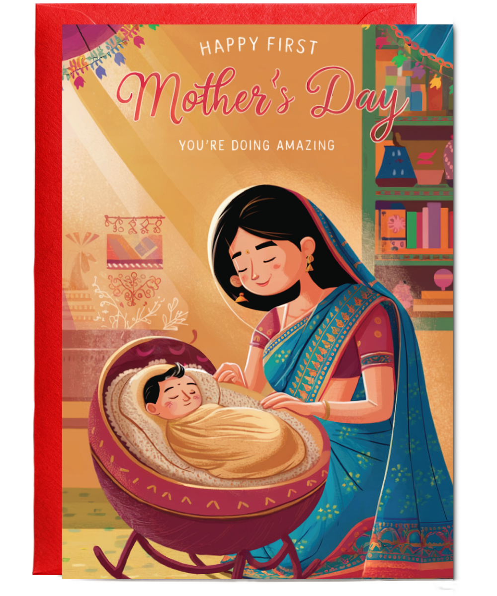 happy first mother's day you're doing amazing Indian mother