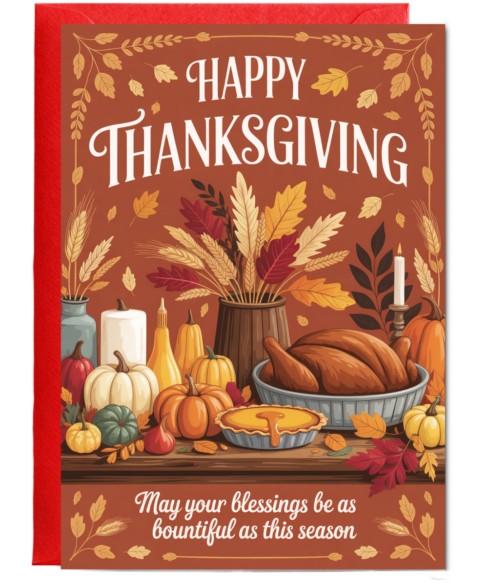 Happy thanksgiving card may your blessings