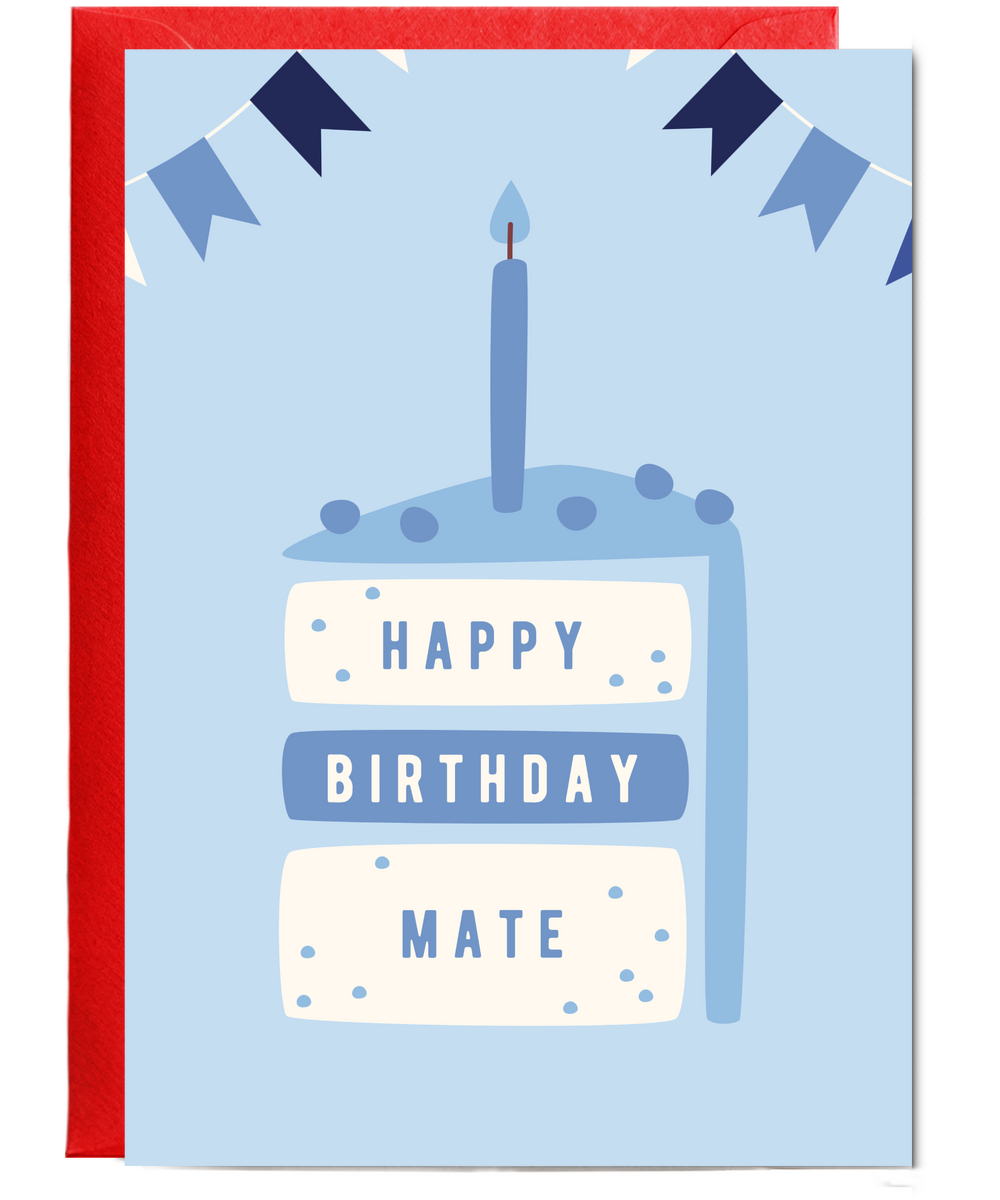 minimalistic male blue Happy Birthday mate