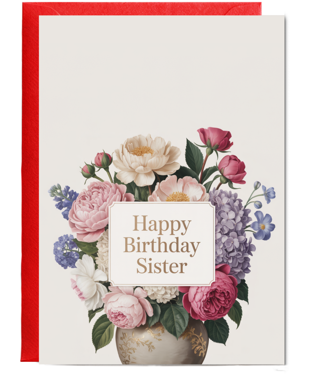 Happy Birthday sister, blooming flowers