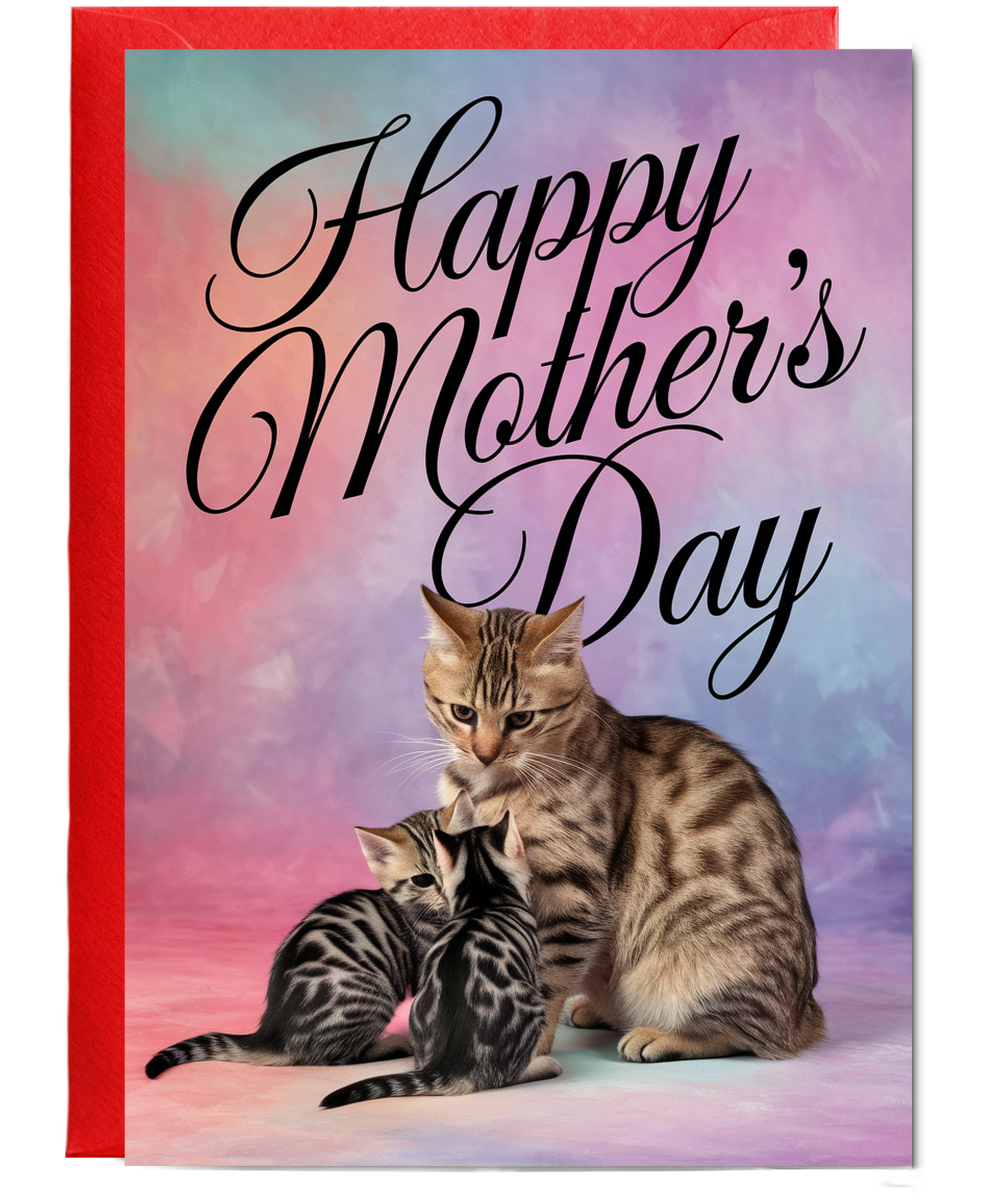 Happy Mother's Day with Cat and Kittens