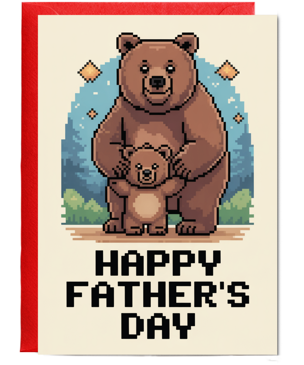 Fathers day pixel brown bears