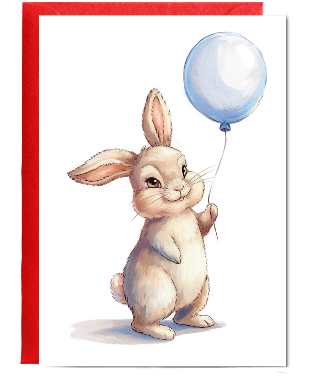 Bunny with a blue balloon