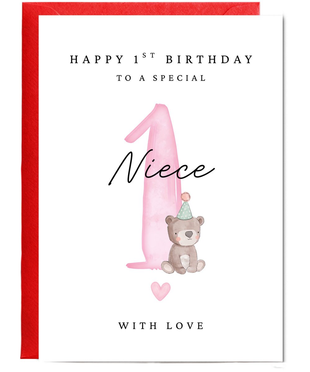 Happy 1st Birthday Card to a Special Niece With Baby Bear