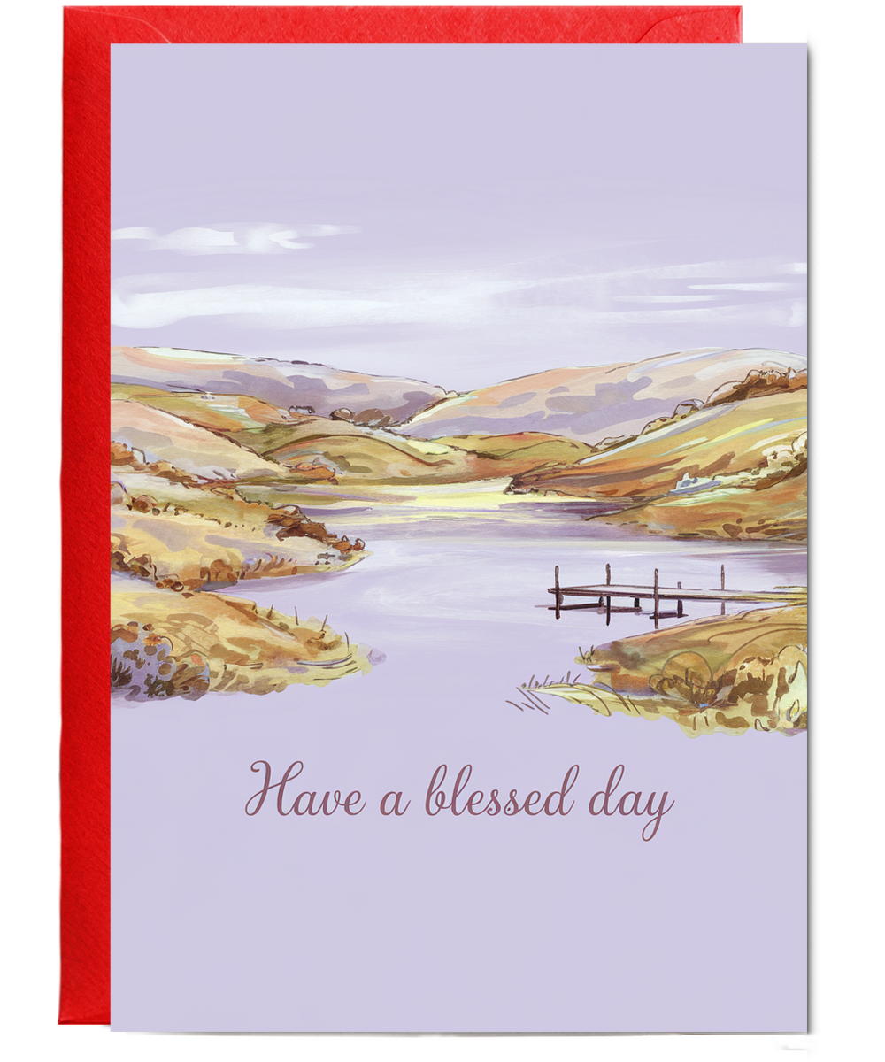 Have a Blessed Day Card rolling hills