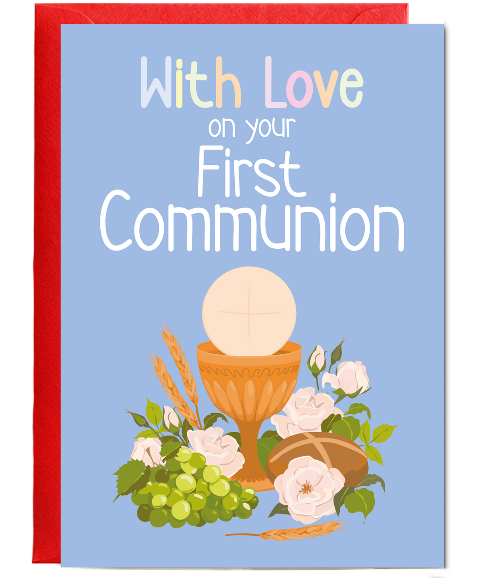 Childrens First Holy Communion Card with Love for Daughter and Son