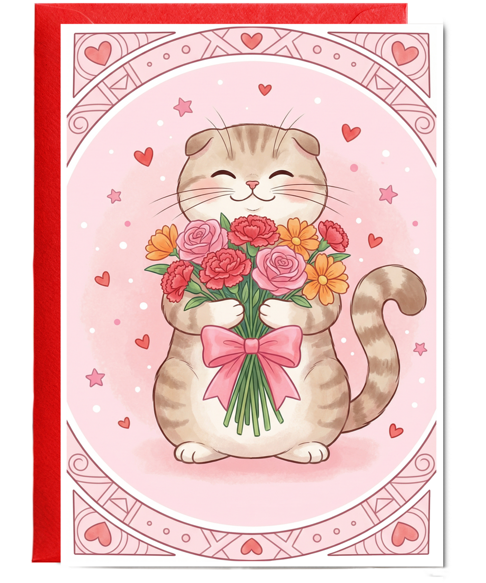 British fold cat flowers valentine's day Happy Birthday Happy Mother's day