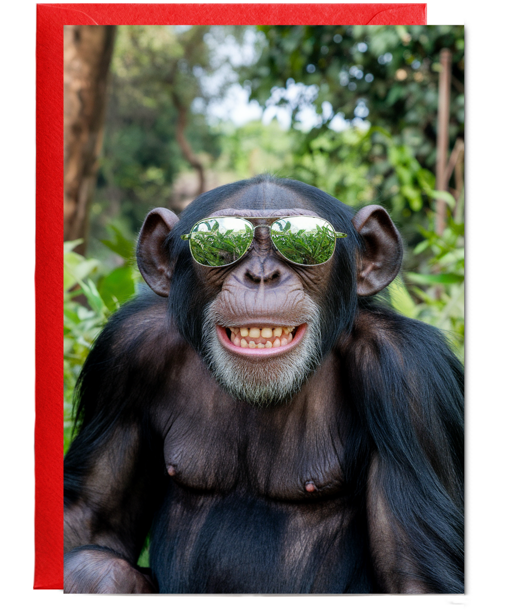 Chimpanzee in Reflective Glasses