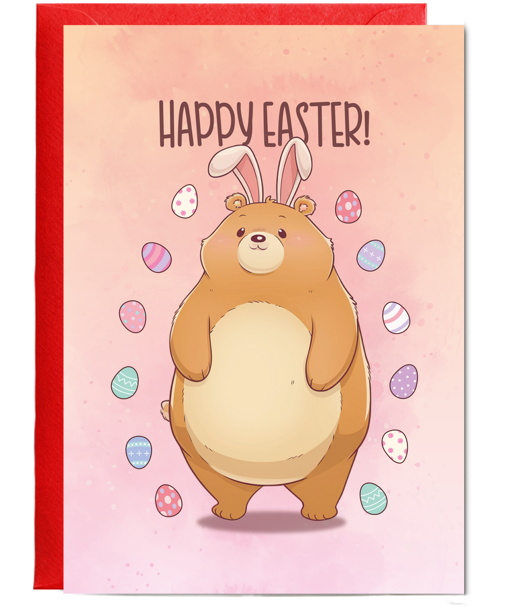 Happy Easter Cute Bear Bunny
