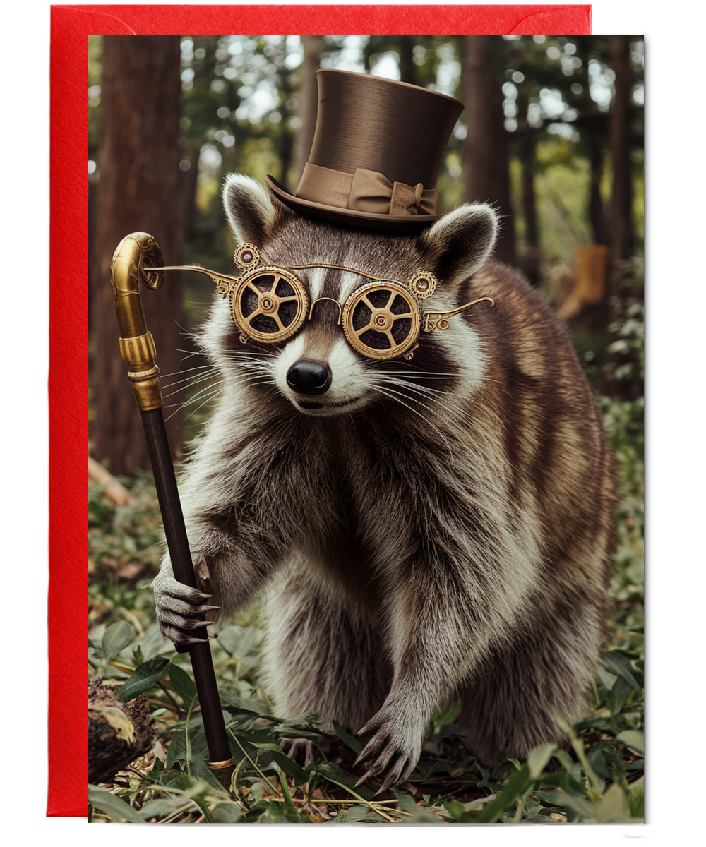 Raccoon in Steampunk Glasses