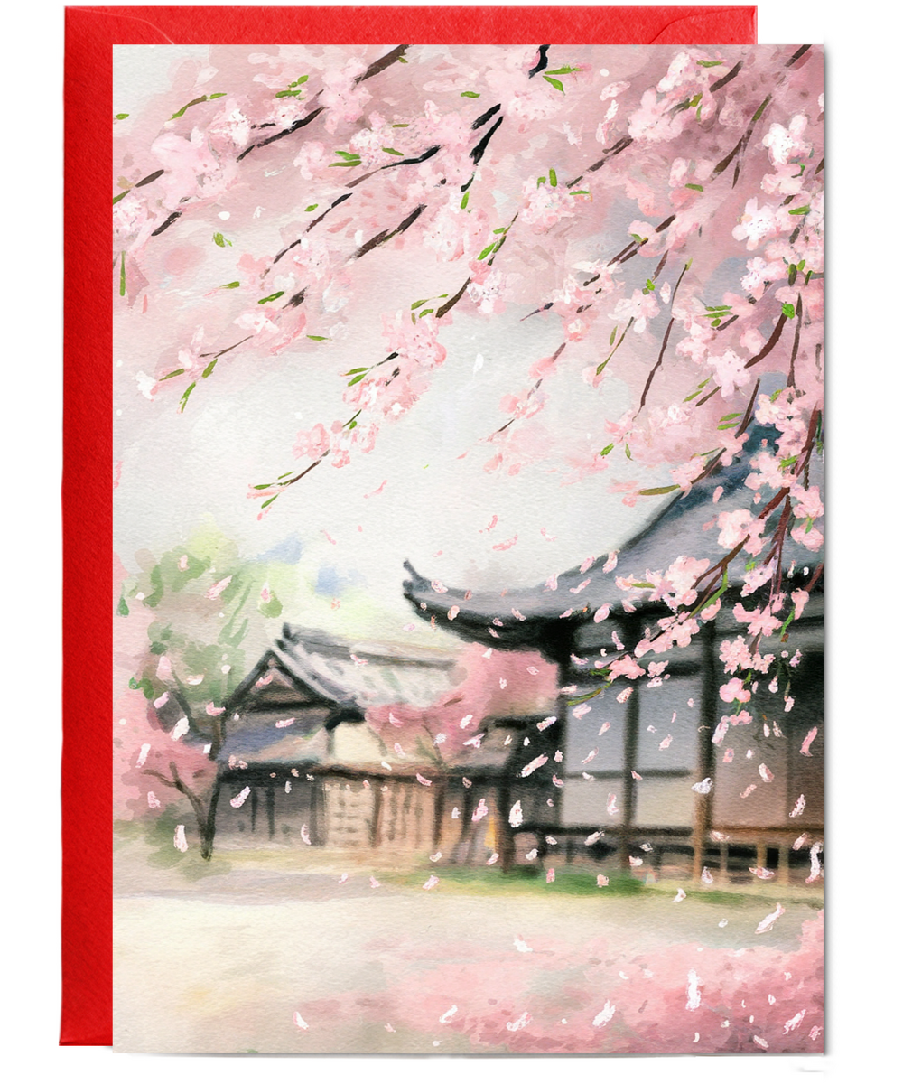 watercolor painting of cherry blossoms in full bloom