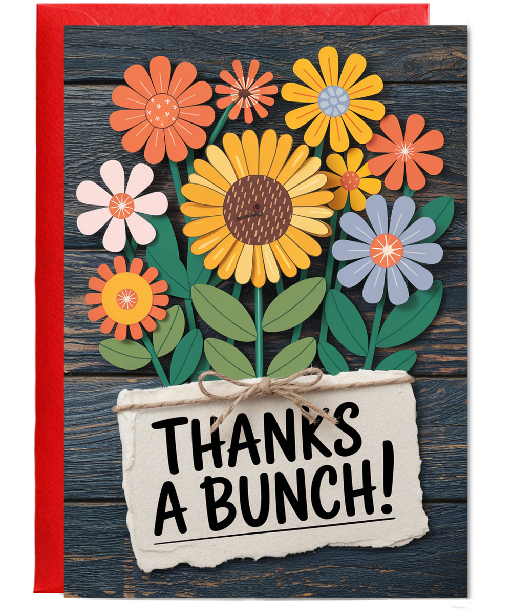 Thanks a Bunch Card floral illustration Hand-drawn