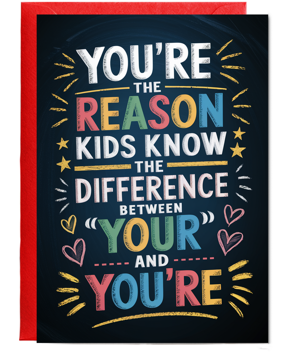 Birthday Card for Teacher Difference Between ‘Your’ and ‘You’re’