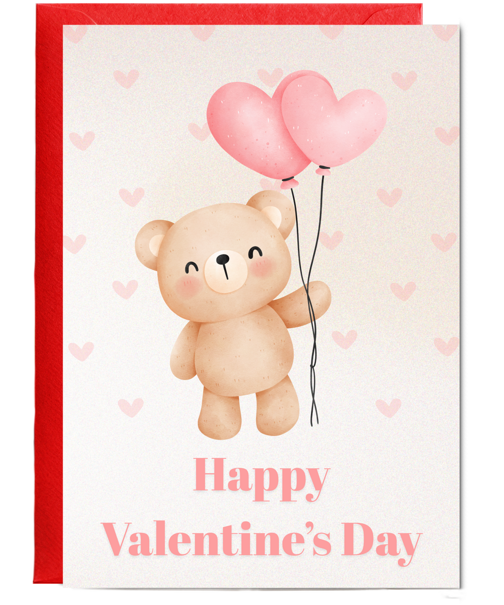 Happy Valentine's day Cute Bear, Hearts & Florals