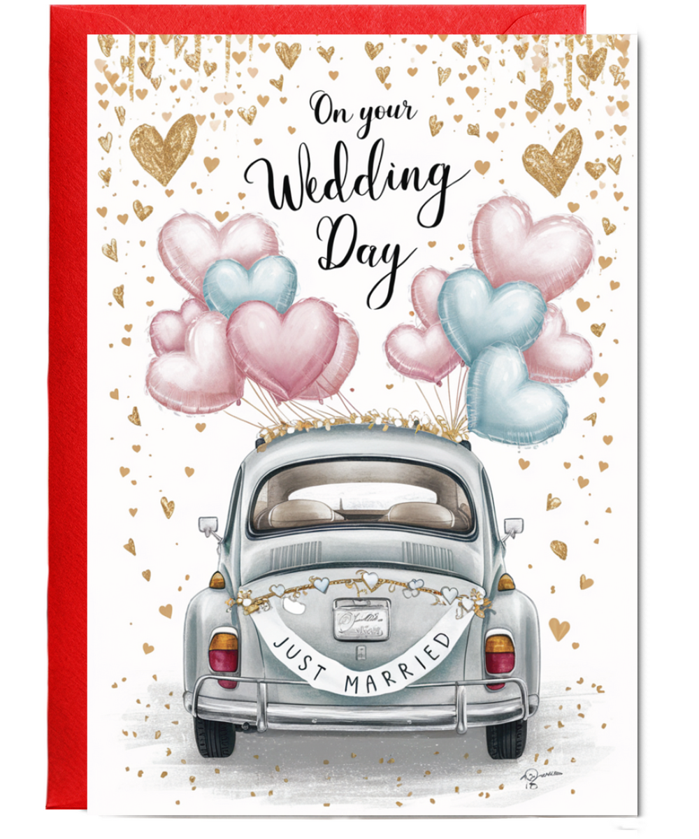 On your wedding day, just married