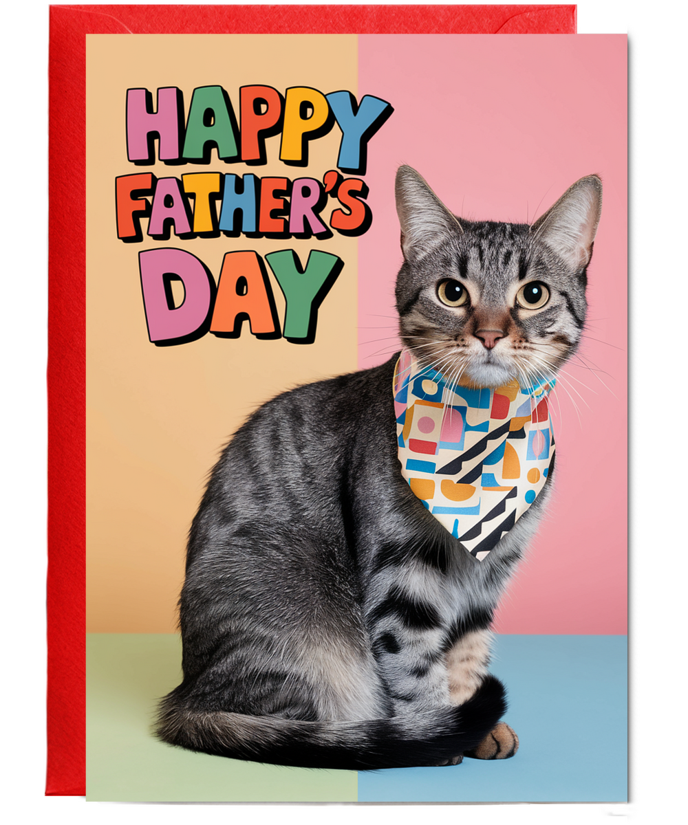 Happy Father's Day with Cat with a Tie