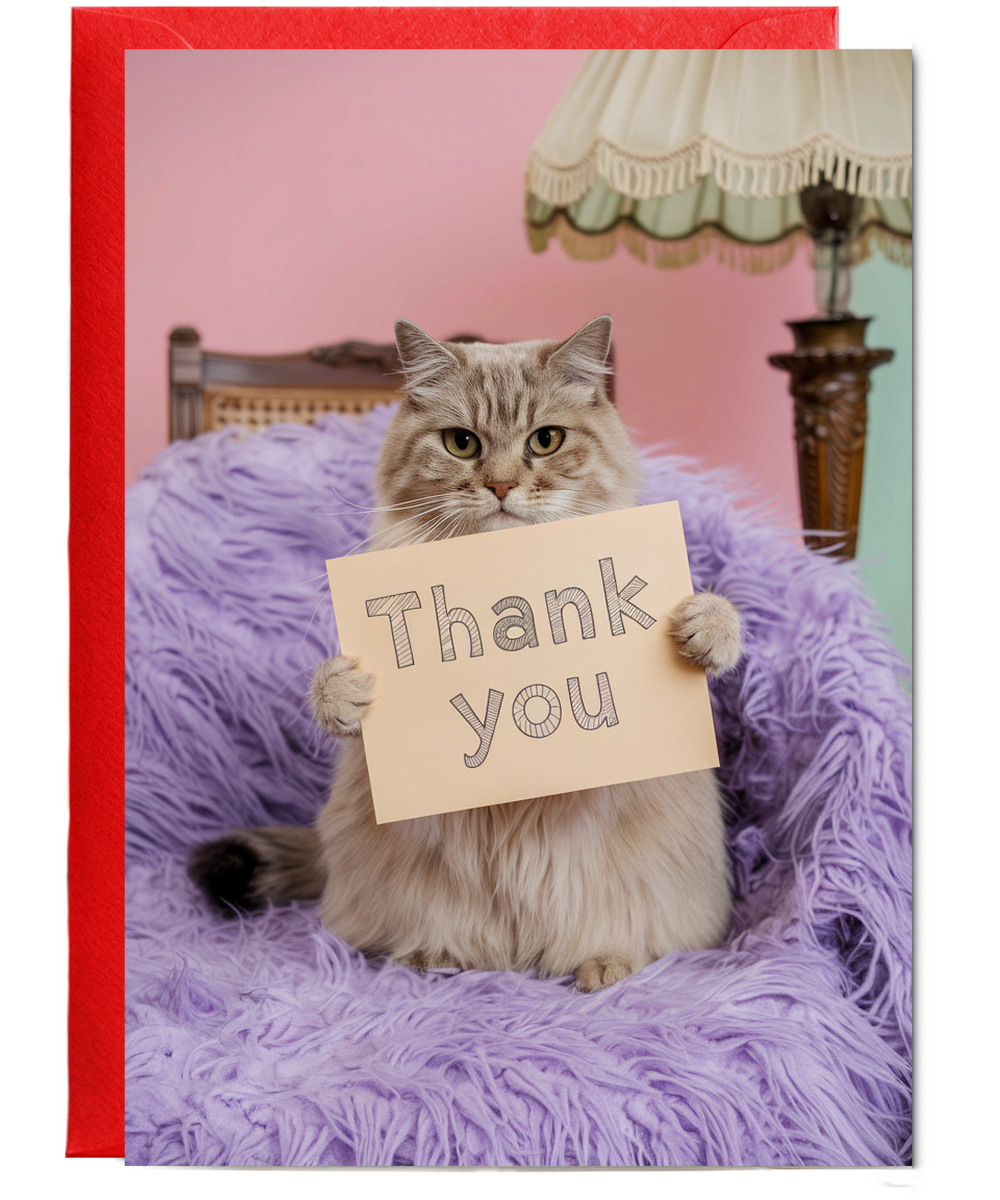 Thank You - Cat with a Thank-You Note