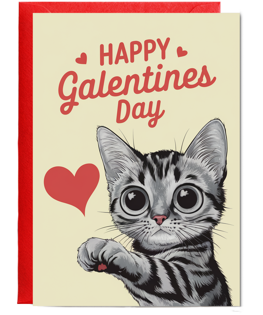 Happy Galentines Day Card Kitten cute love