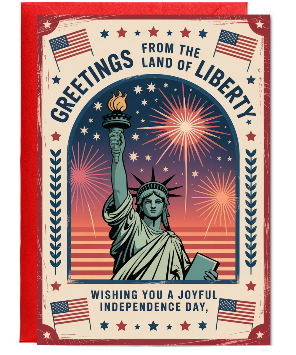 Greetings from the land of liberty frame