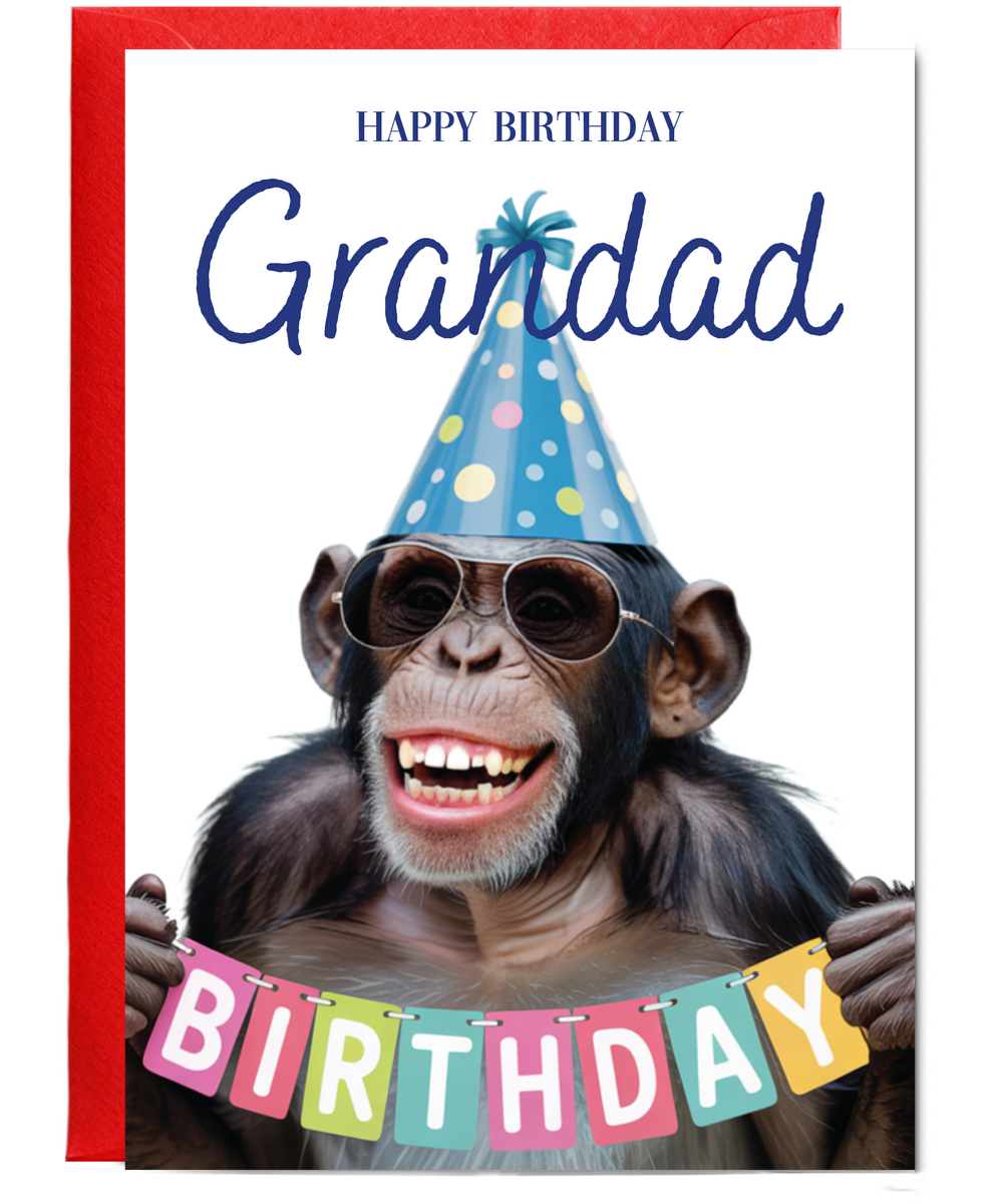 Chimpanzee happy birthday Grandad