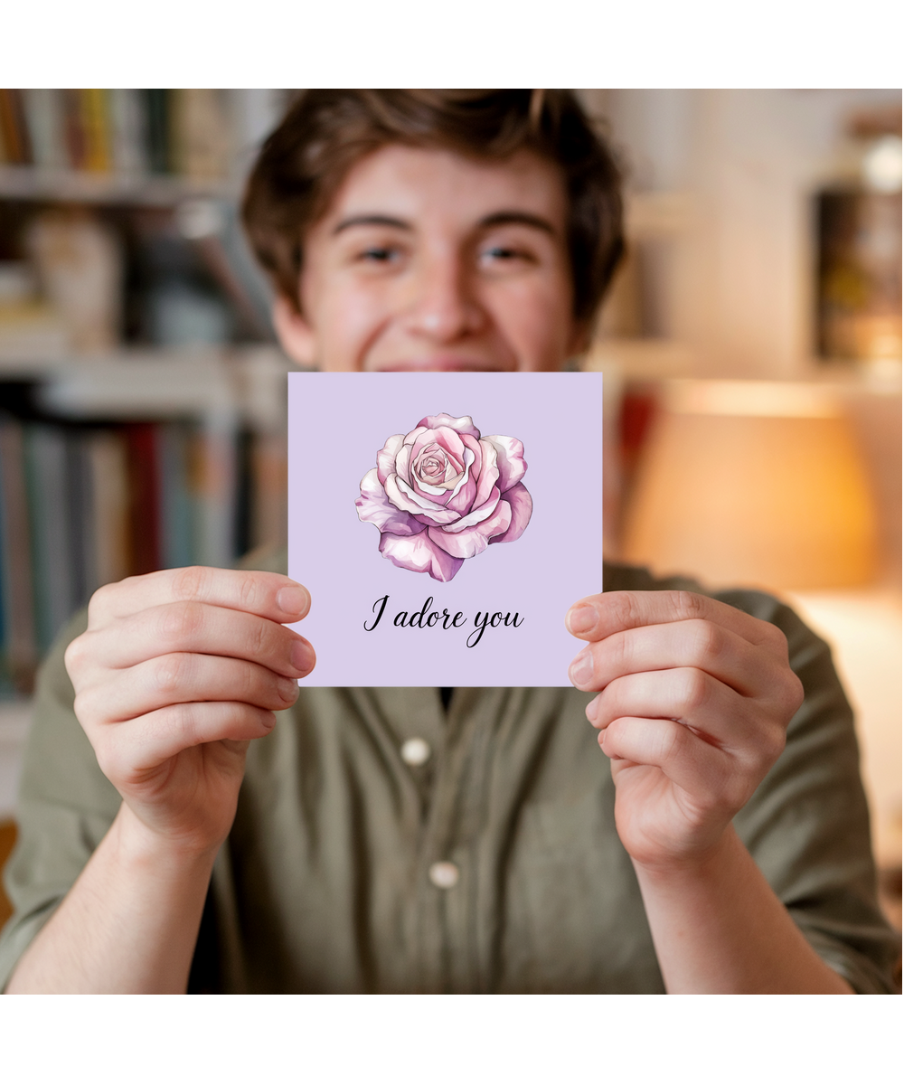 I Adore You Card valentines lilac