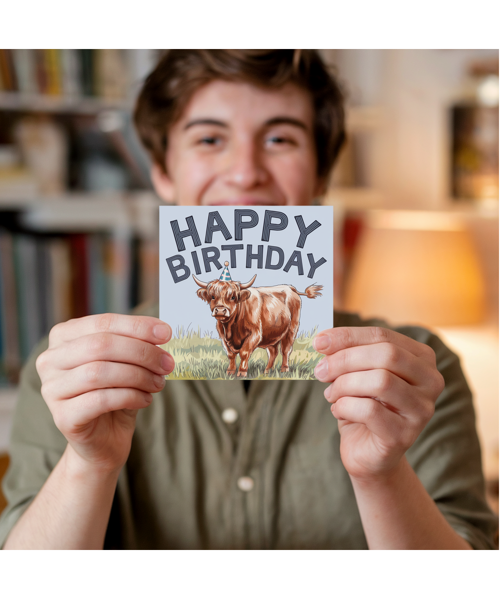 Happy Birthday Card Highland Cow