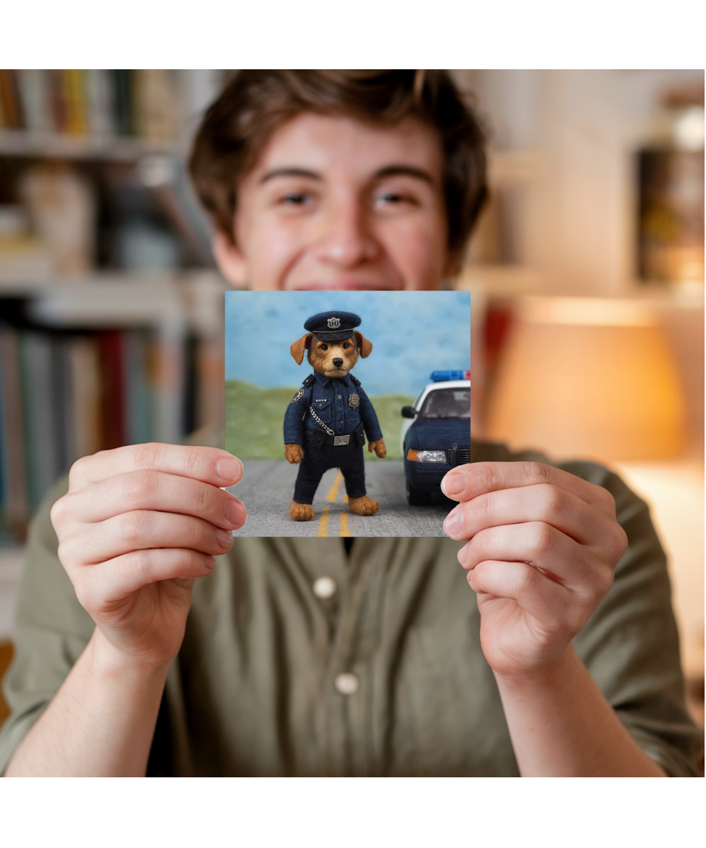 2D felt style dog Police officer