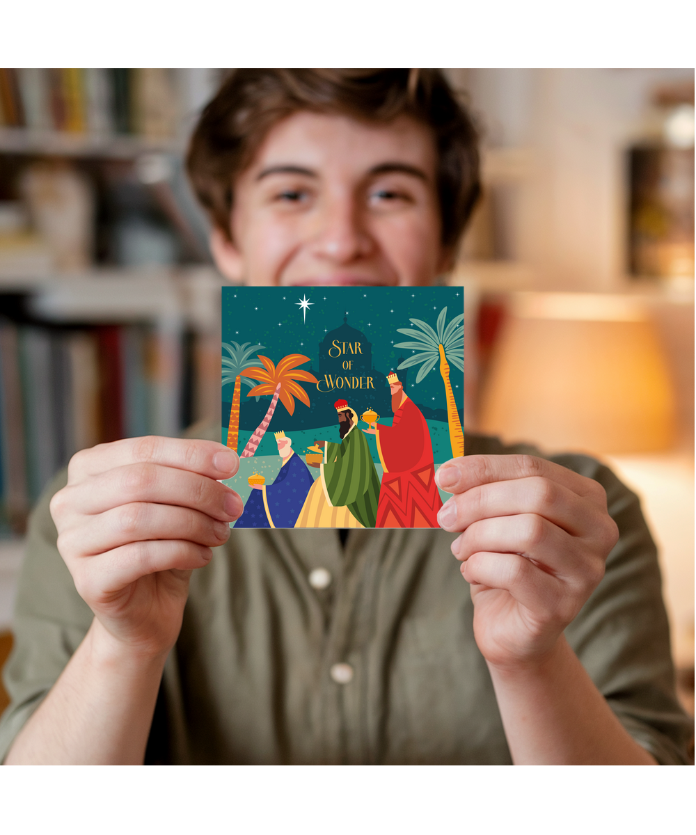 Christian Christmas Card The Star of Wonder and The Three Wise Men