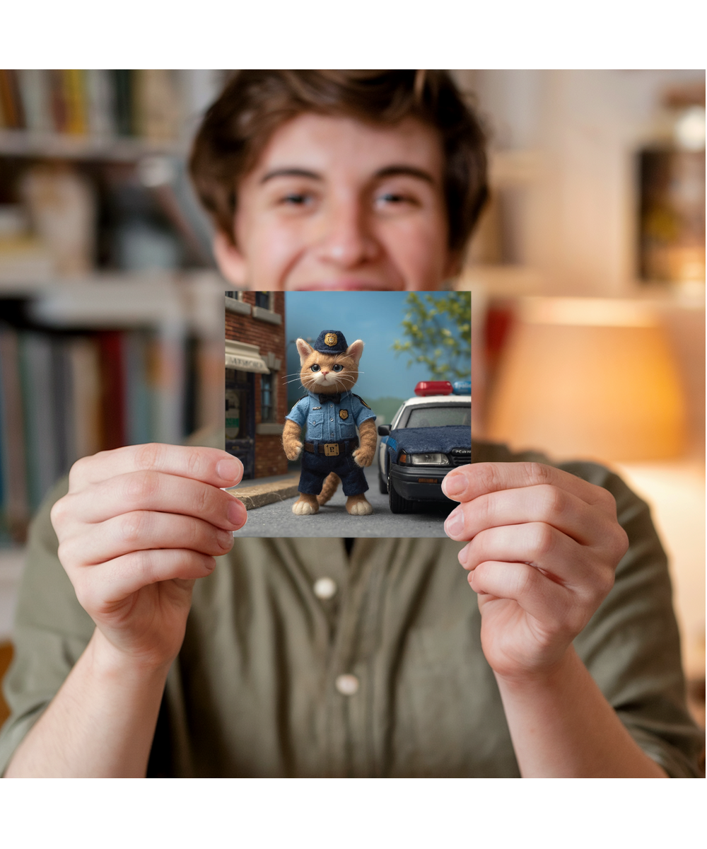 2D felt style cat police officer