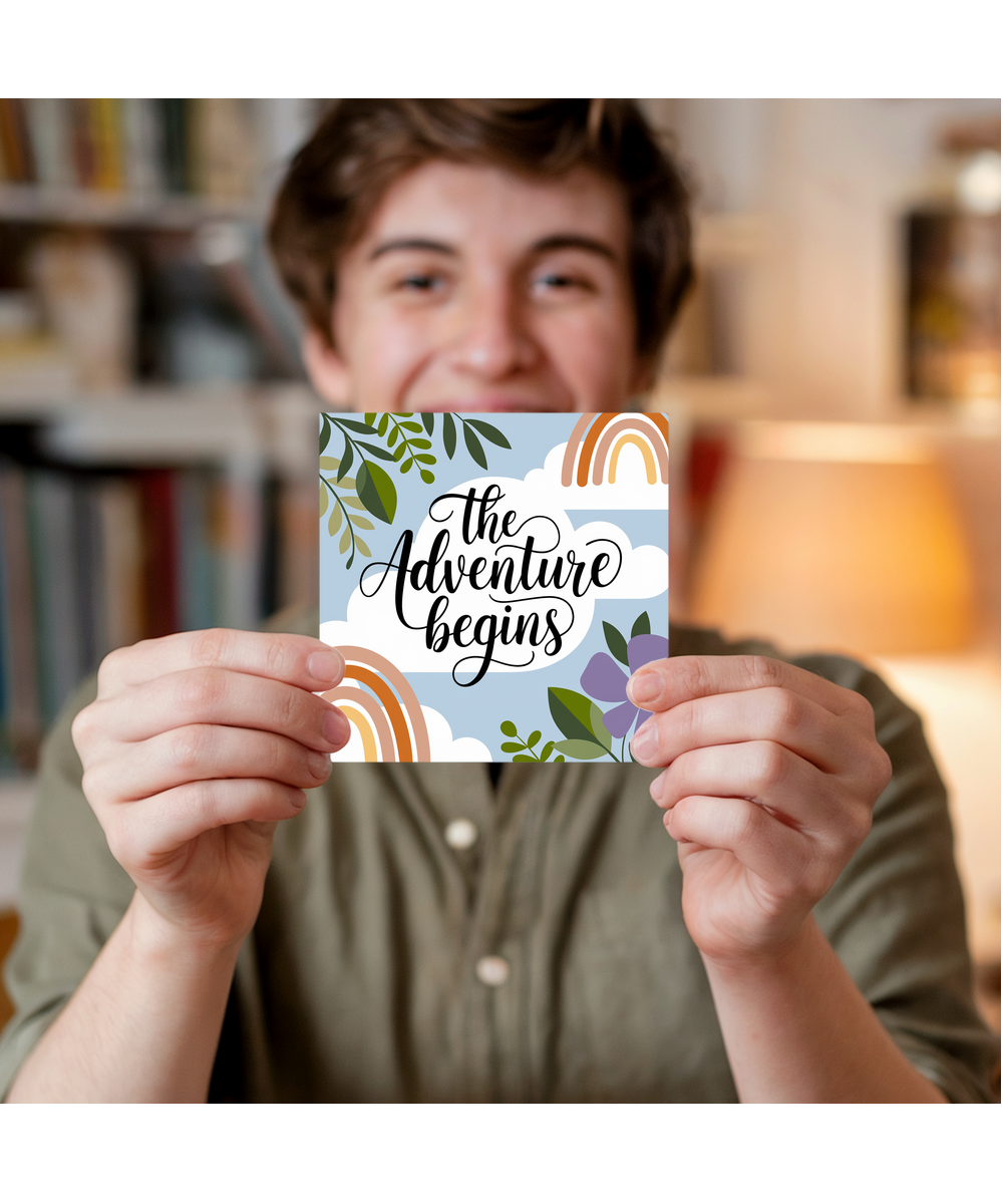 The Adventure Begins New parents Card new baby pastel floral