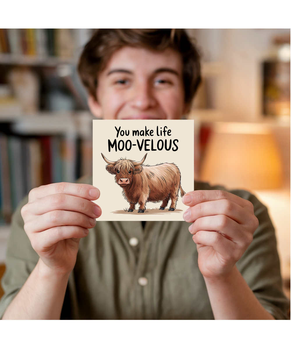 You Make Life Moo-velous highland cow Pastel
