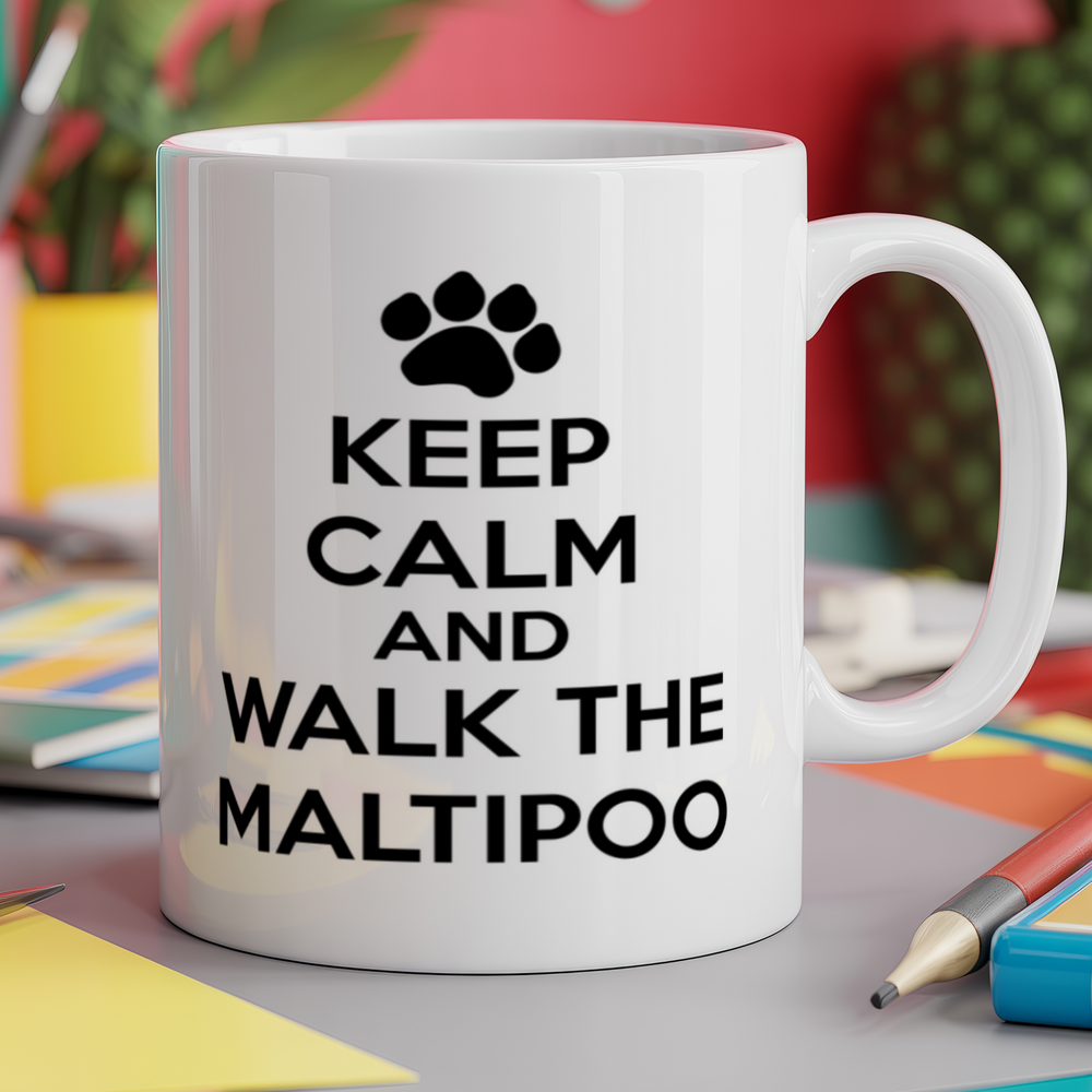 Keep calm and walk the maltipoo - dog