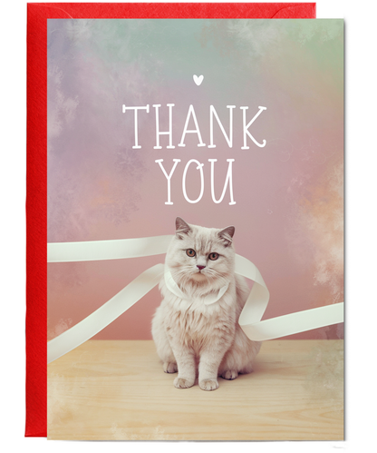 Thank You - Cat with a Ribbon