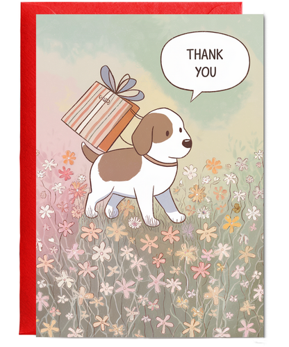 Thank You - Puppy with a Gift Bag