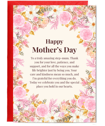 Happy Mother's Day to Step-mum floral heartfelt message