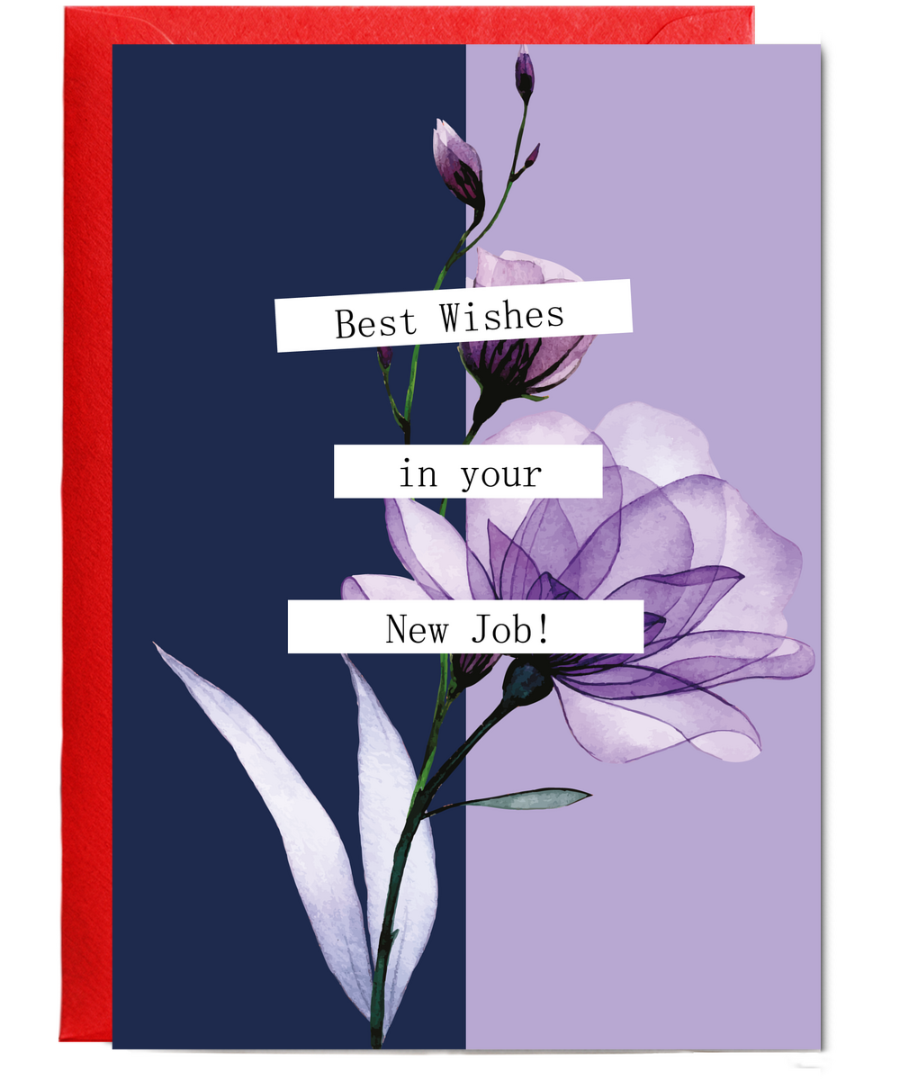 Best Wishes in Your New Job Card for Her with Professional Floral Design