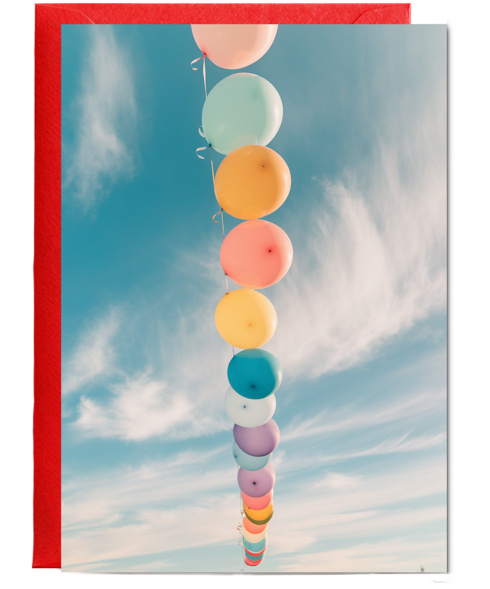 Rainbow Balloons Floating in the Sky